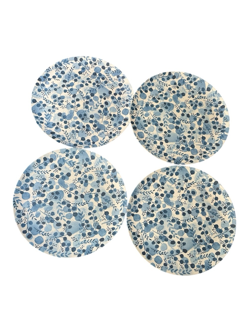 Blue Botanical Pattern Dinner Plates - Set of 4